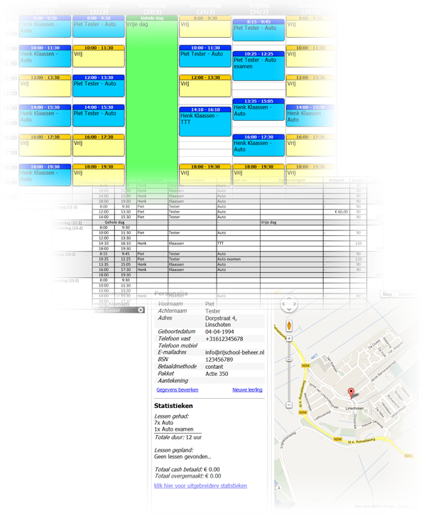 een aantal screenshots van pagina's in de webapplicatie